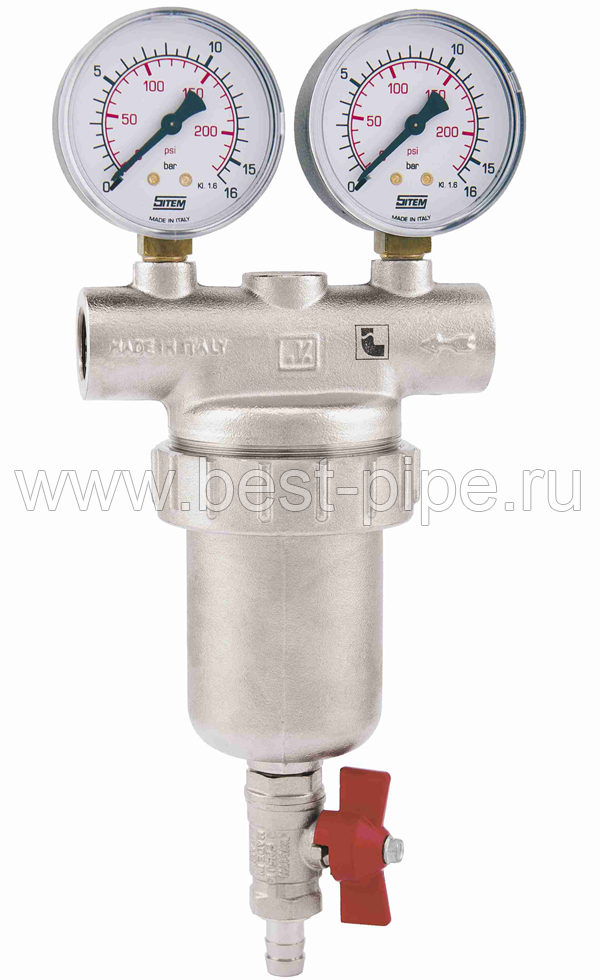 Самопромывной фильтр ITAP с двумя манометрами 1/2" (DN15)