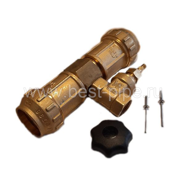 Ручной клапан зимнего слива воды ISK с латунными фитингами для ПНД трубы 32 мм (без штанги)