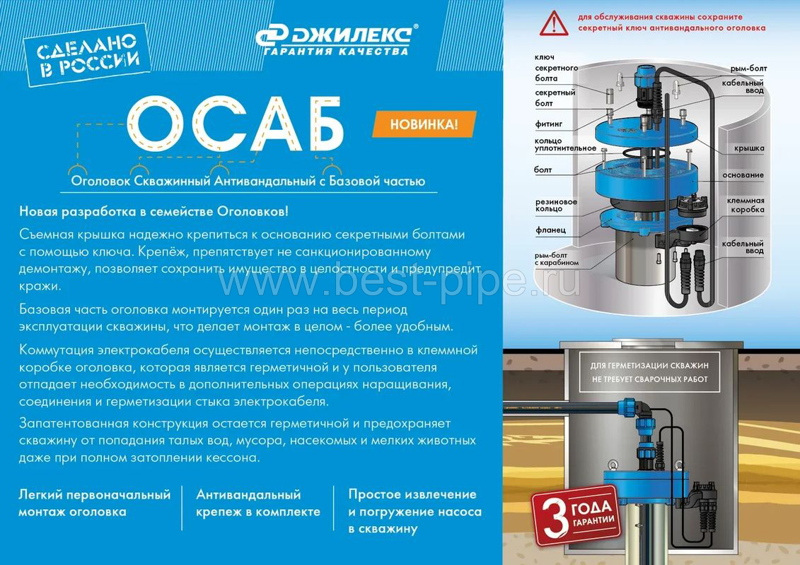 Купить Оголовок скважинный антивандальный с базовой частью Джилекс ОСАБ ...